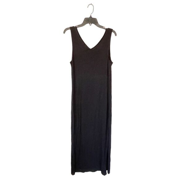 NWOT Nordstrom | Black Knit V Neck Stretchy Comfy Sleeveless Maxi Dress M - Picture 4 of 8